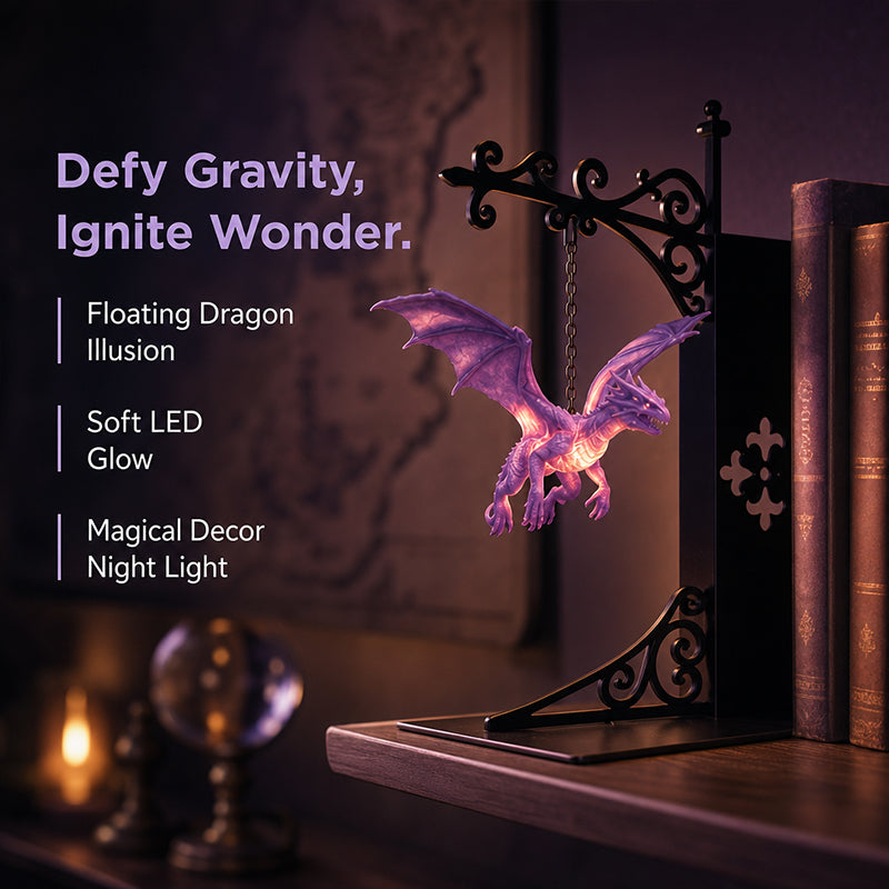 Dragon Bookshelf Lamp - Enchanting Floating Dragon Night Light