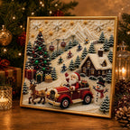 🎄🎅 Premium 3D Pearl Christmas Wall Art Kit | Luxury Flocked Canvas with Scratch-Resistant Non-Fading Pearl Beads DIY Holiday Decor ⛄️❄️