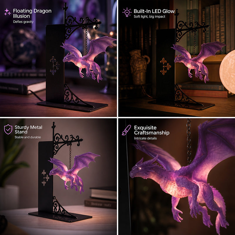 Dragon Bookshelf Lamp - Enchanting Floating Dragon Night Light